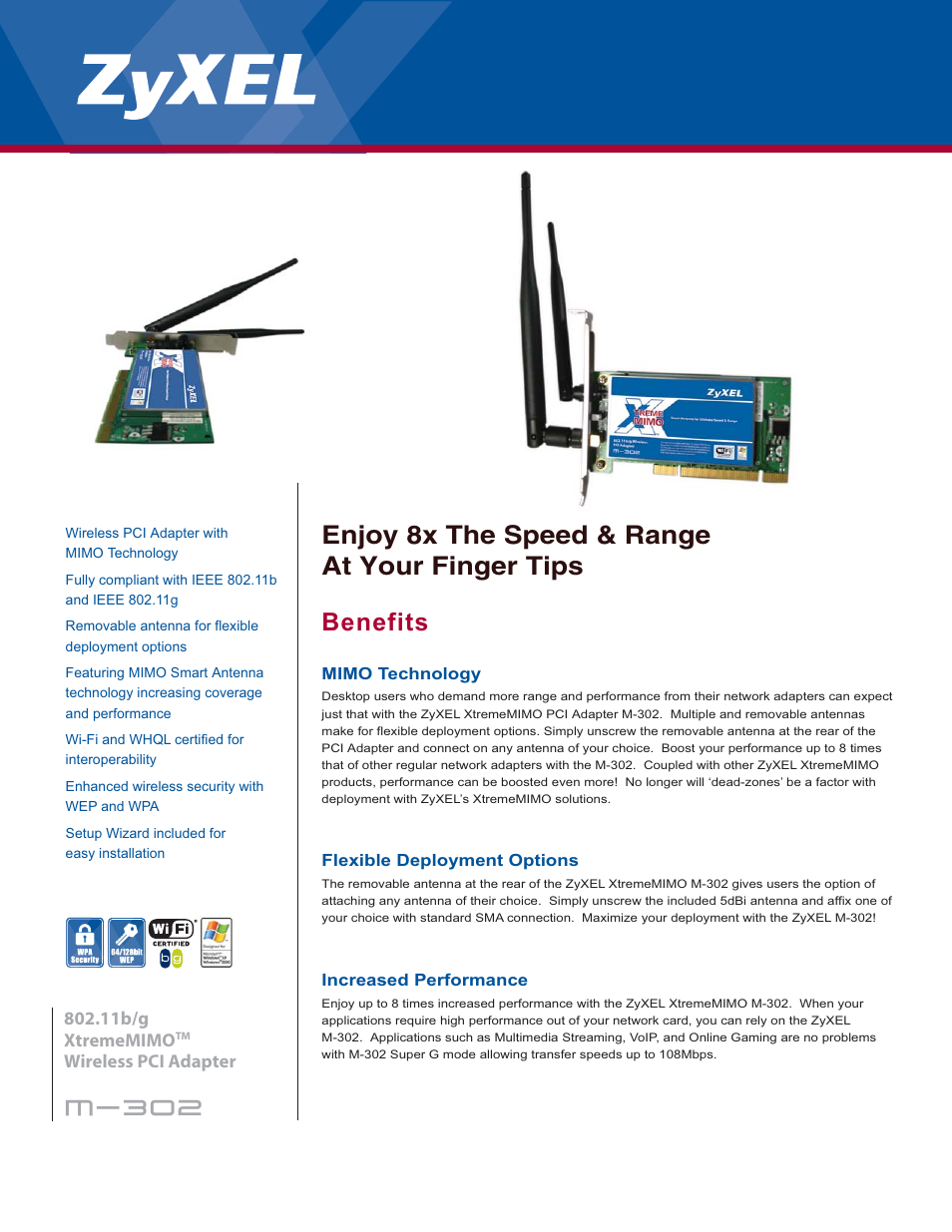 ZyXEL Communications XTREMEMIMO M-302 User Manual | 2 pages