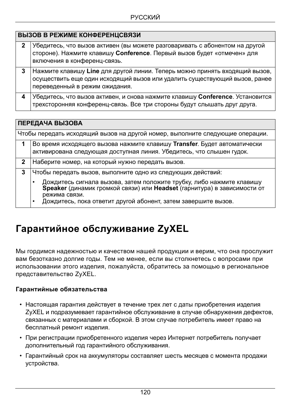 Гарантийное обслуживание zyxel | ZyXEL Communications V500-T1 User Manual | Page 120 / 154