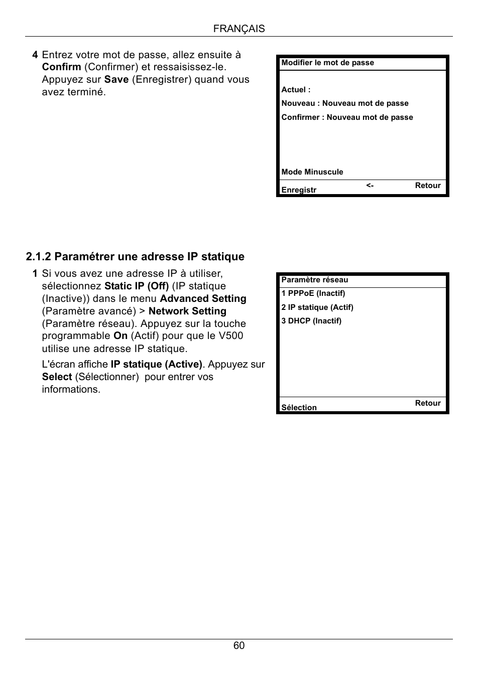 2 paramétrer une adresse ip statique | ZyXEL Communications V500-T1 User Manual | Page 60 / 154