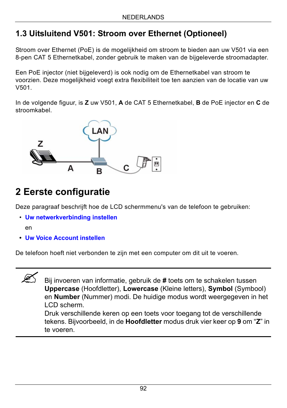 2 eerste configuratie | ZyXEL Communications V500-T1 User Manual | Page 92 / 154