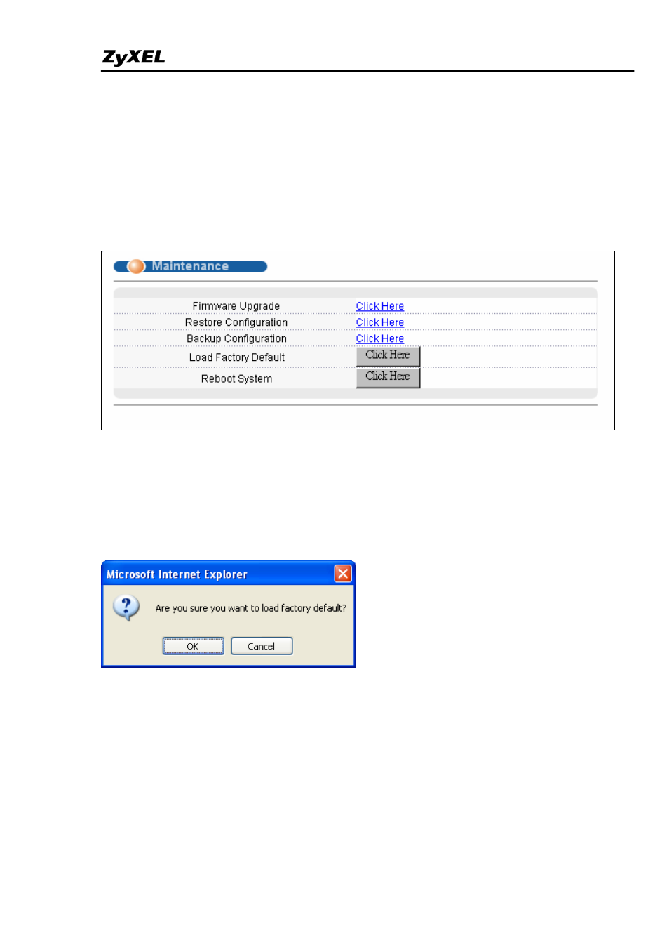 Load factory defaults | ZyXEL Communications ES-4024A User Manual | Page 10 / 128
