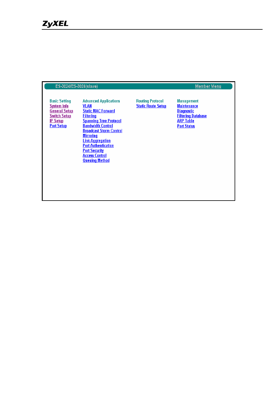 ZyXEL Communications ES-4024A User Manual | Page 112 / 128