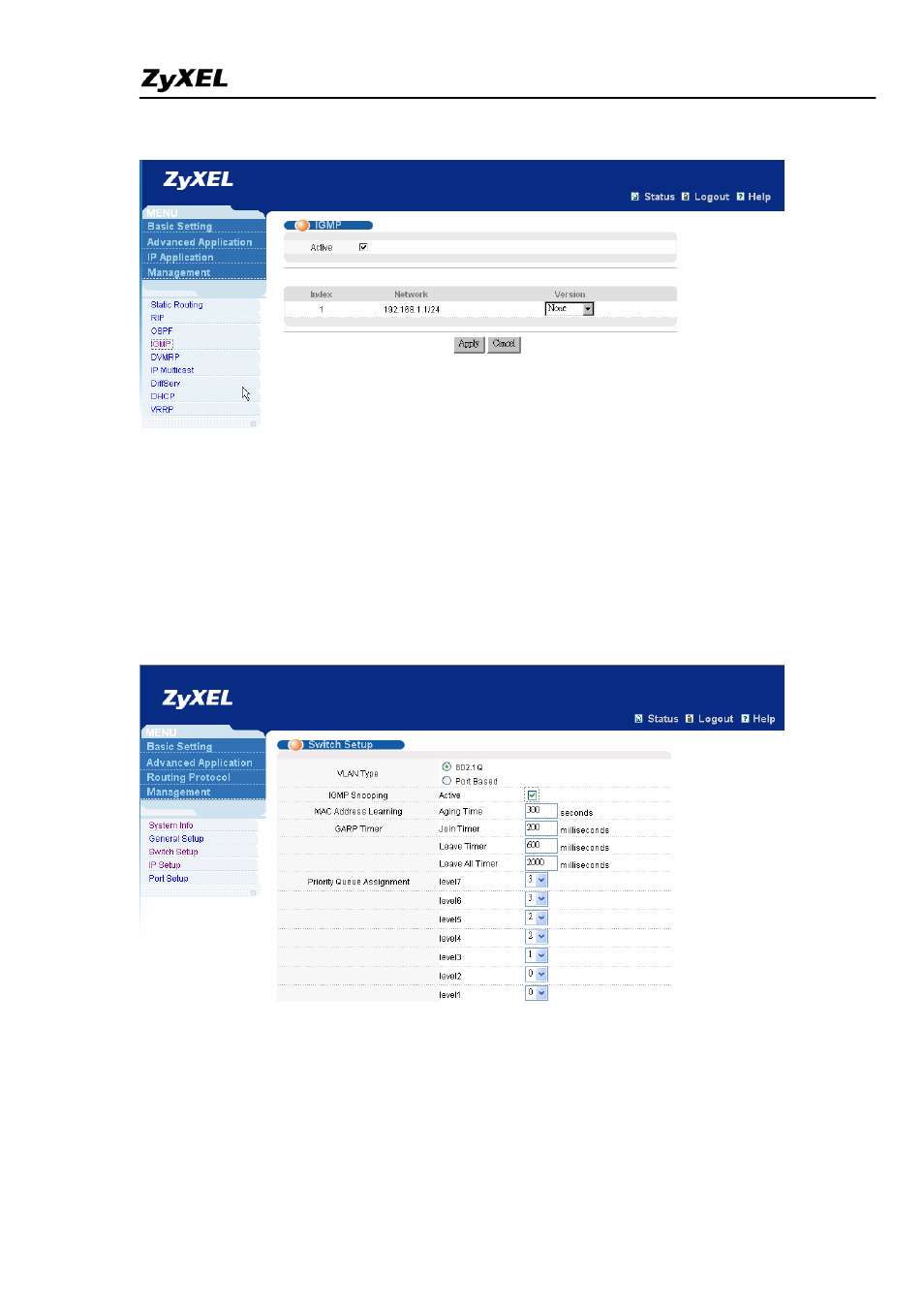 Step two, Configuration of igmp and igmp snooping by cli | ZyXEL Communications ES-4024A User Manual | Page 54 / 128