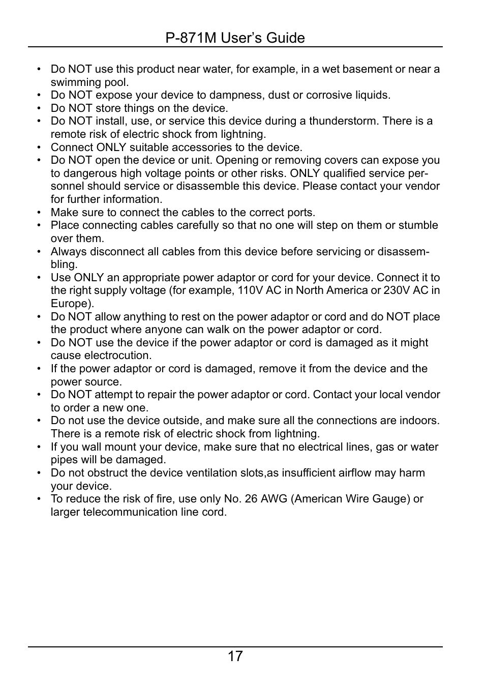 ZyXEL Communications P-871M User Manual | Page 17 / 26