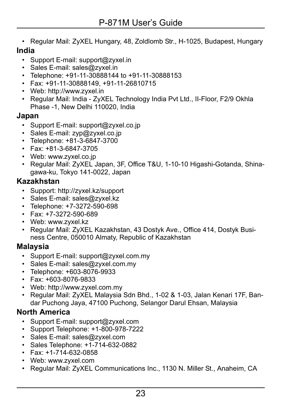 ZyXEL Communications P-871M User Manual | Page 23 / 26