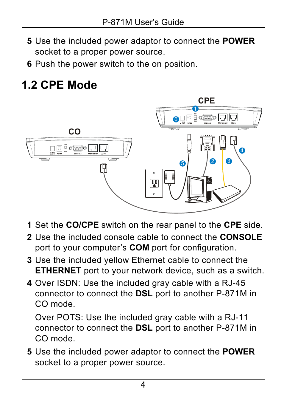 2 cpe mode | ZyXEL Communications P-871M User Manual | Page 4 / 26