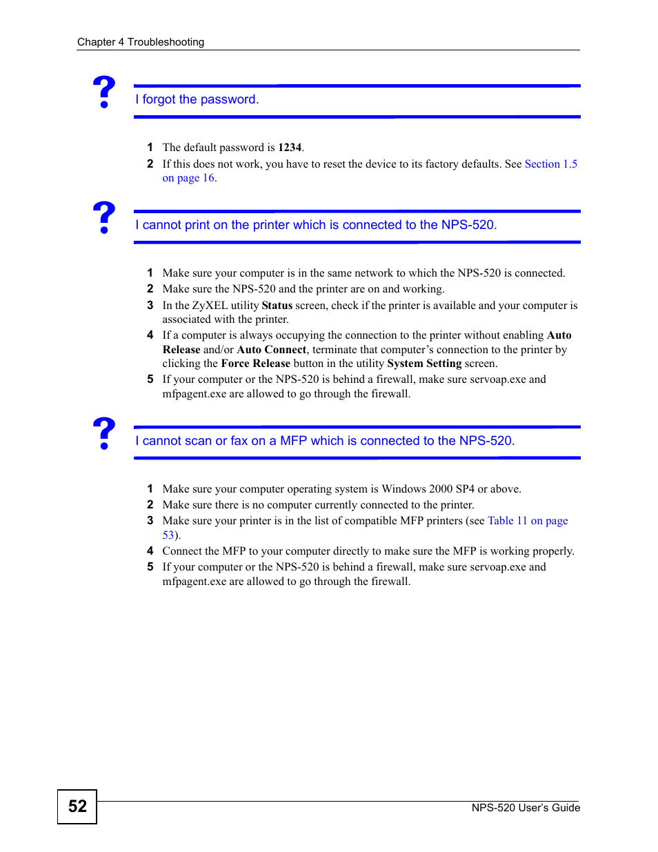 ZyXEL Communications NPS-520 User Manual | Page 52 / 84