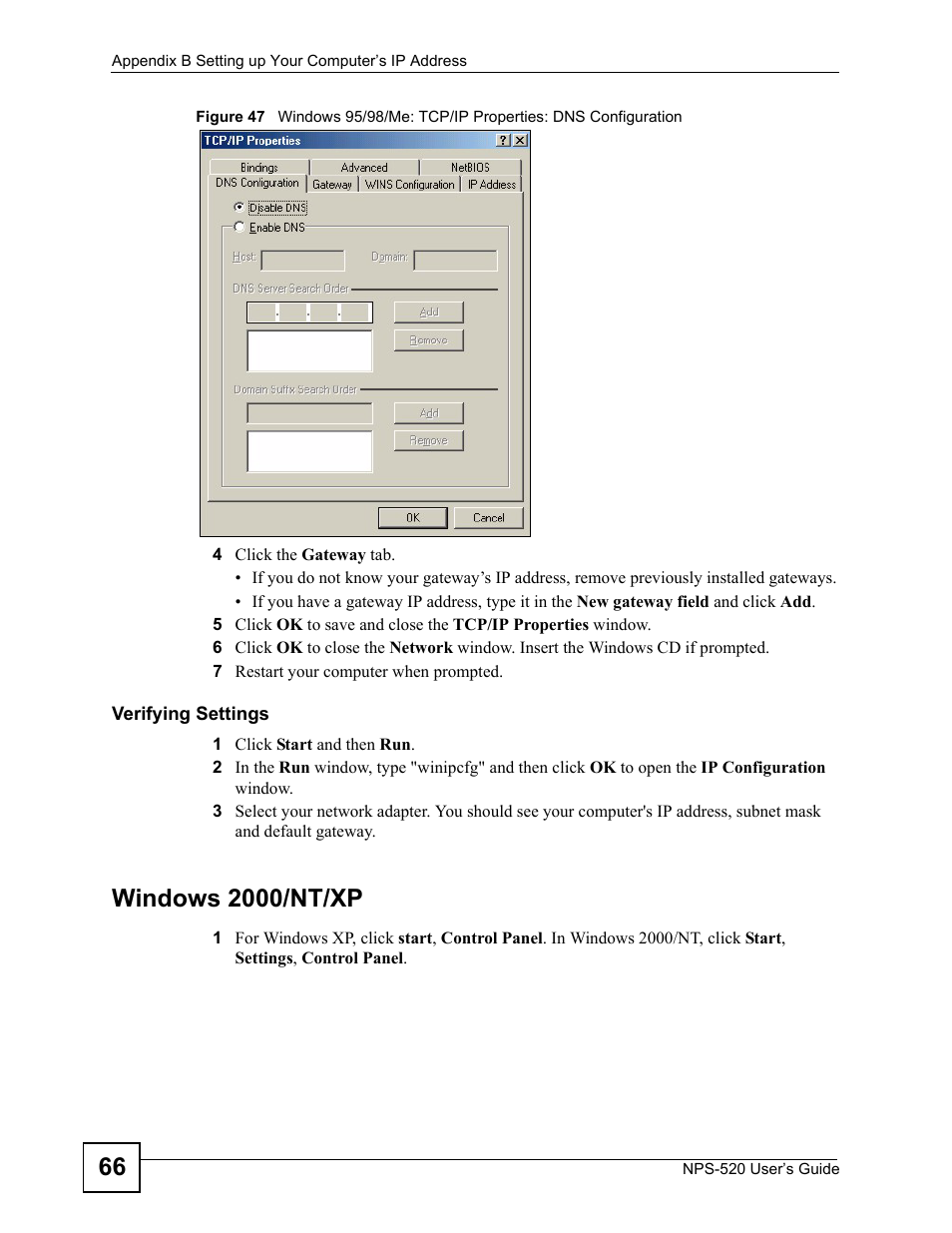 Windows 2000/nt/xp | ZyXEL Communications NPS-520 User Manual | Page 66 / 84