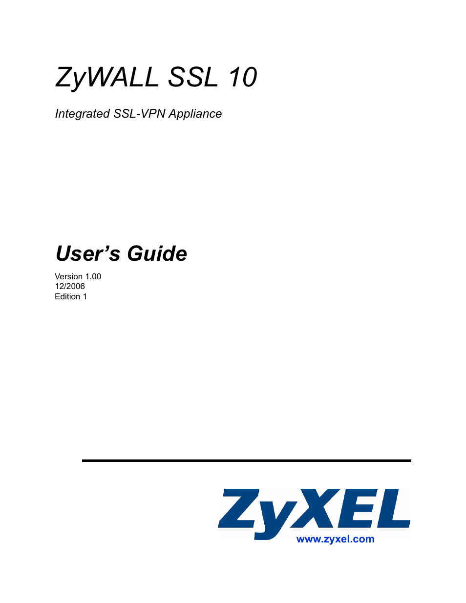 ZyXEL Communications ZyWALL SSL 10 User Manual | 64 pages