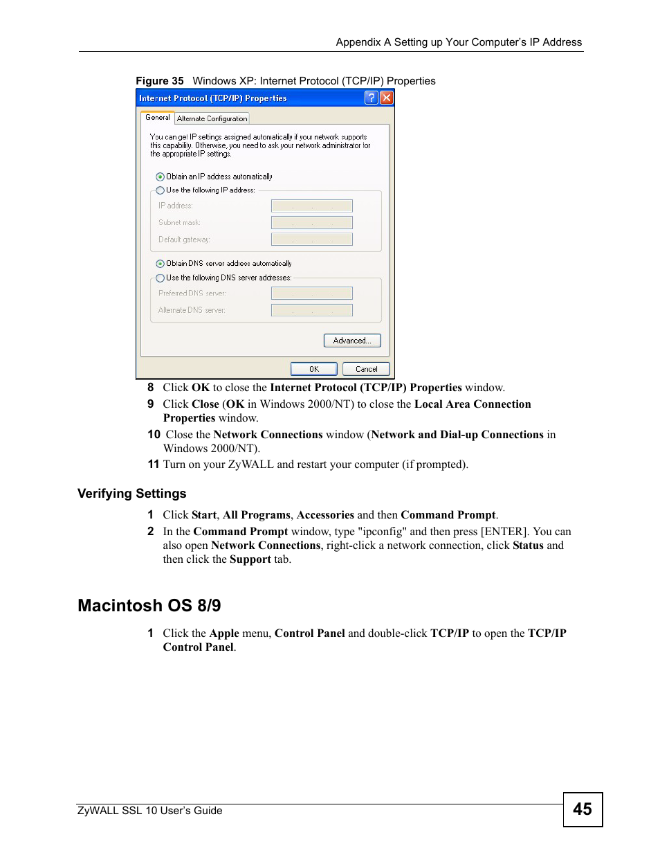 Macintosh os 8/9 | ZyXEL Communications ZyWALL SSL 10 User Manual | Page 45 / 64