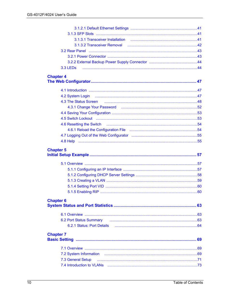 ZyXEL Communications GS-4012F/4024 User Manual | Page 11 / 363