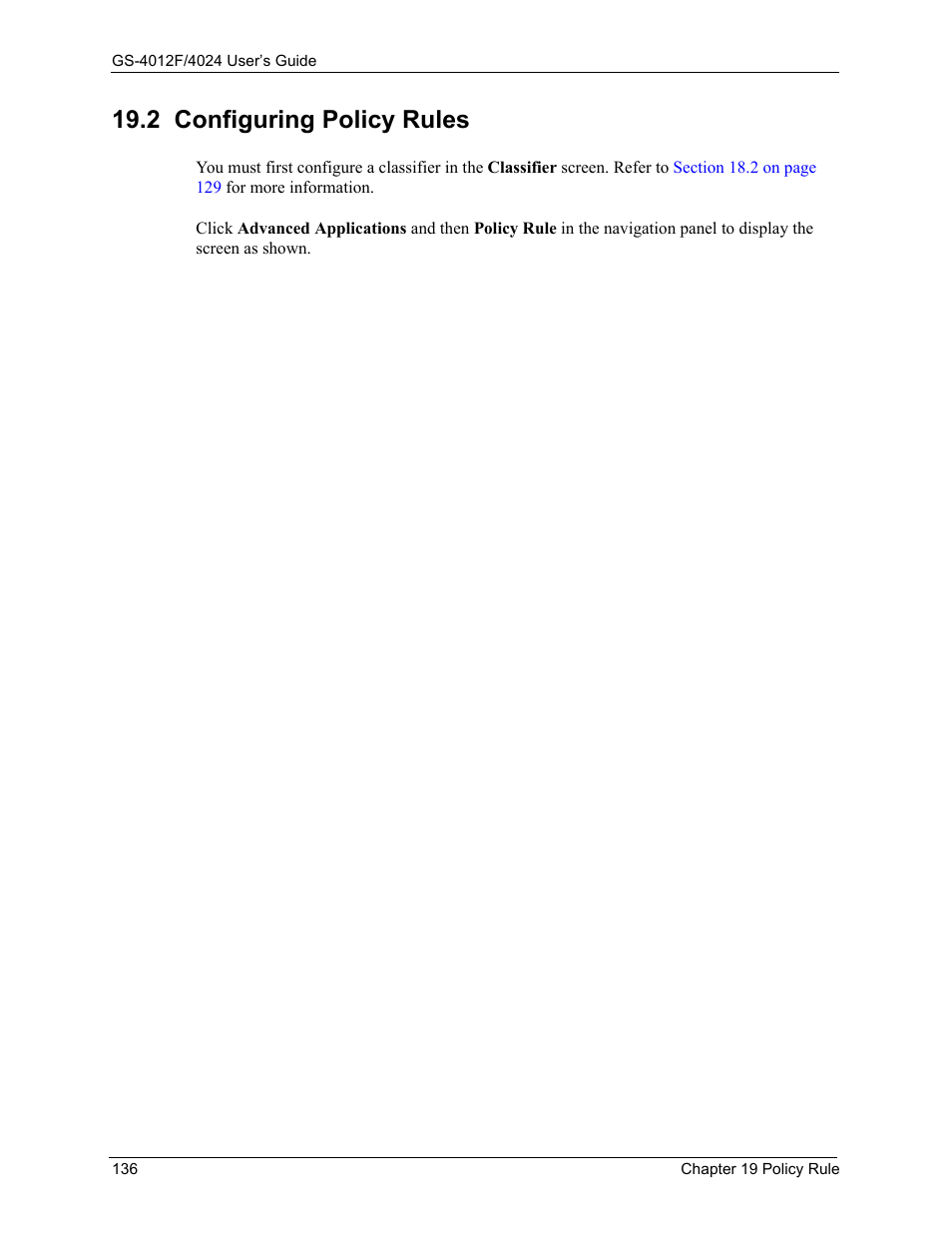 2 configuring policy rules | ZyXEL Communications GS-4012F/4024 User Manual | Page 137 / 363