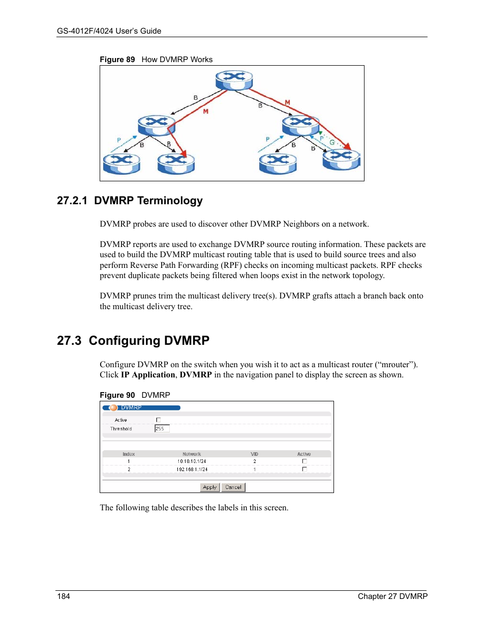 1 dvmrp terminology, 3 configuring dvmrp, Figure 89 how dvmrp works figure 90 dvmrp | ZyXEL Communications GS-4012F/4024 User Manual | Page 185 / 363