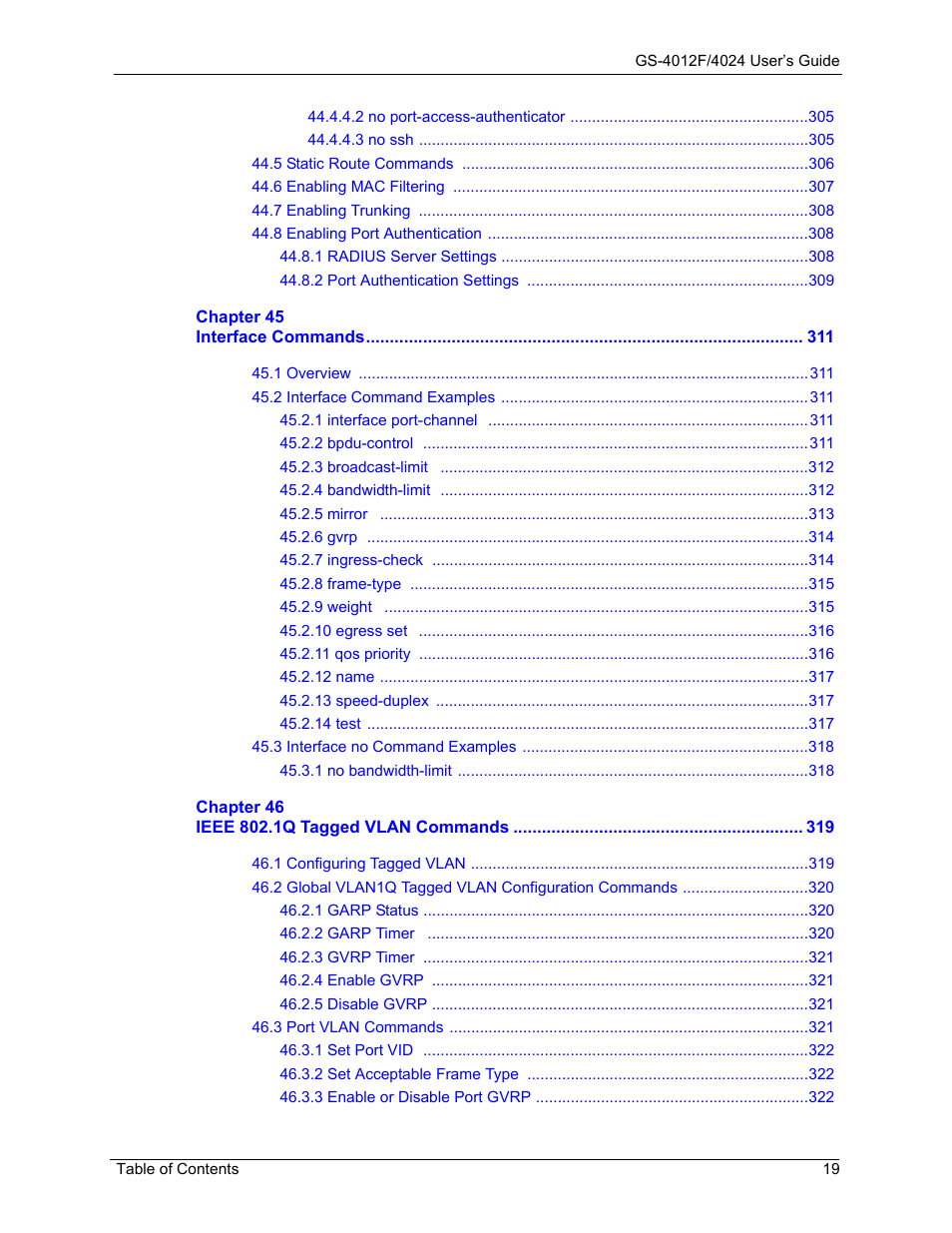 ZyXEL Communications GS-4012F/4024 User Manual | Page 20 / 363