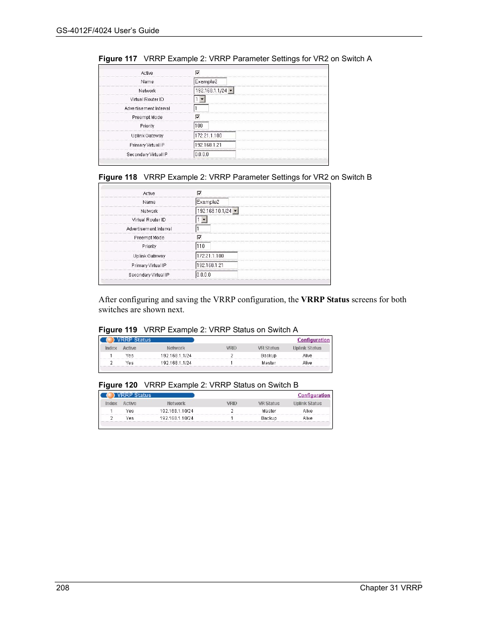 ZyXEL Communications GS-4012F/4024 User Manual | Page 209 / 363