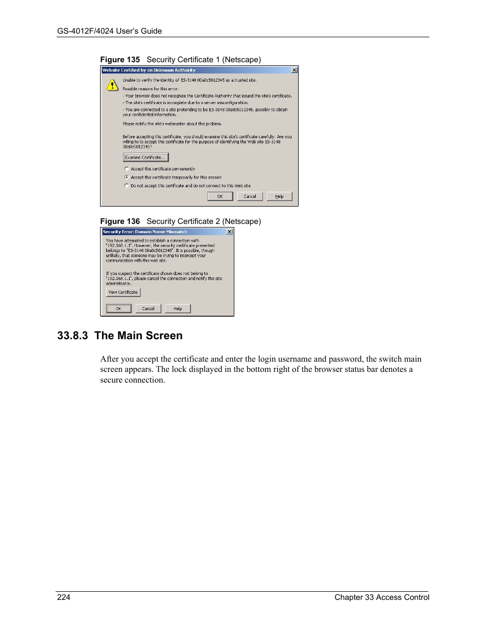 3 the main screen | ZyXEL Communications GS-4012F/4024 User Manual | Page 225 / 363