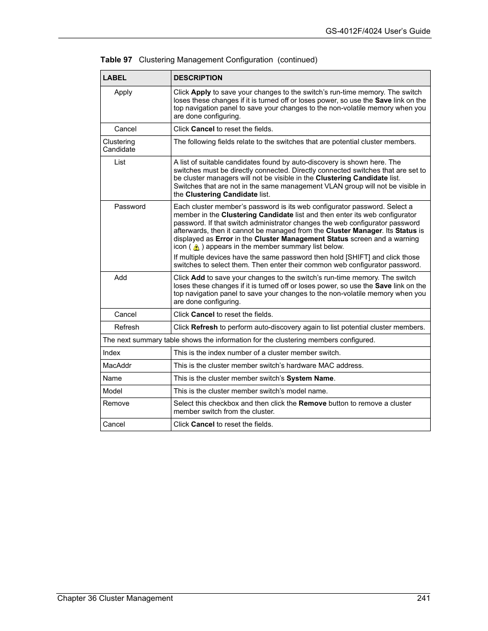 ZyXEL Communications GS-4012F/4024 User Manual | Page 242 / 363