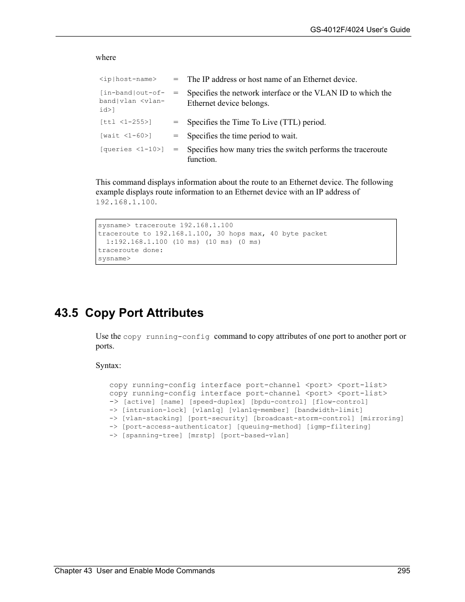 5 copy port attributes | ZyXEL Communications GS-4012F/4024 User Manual | Page 296 / 363