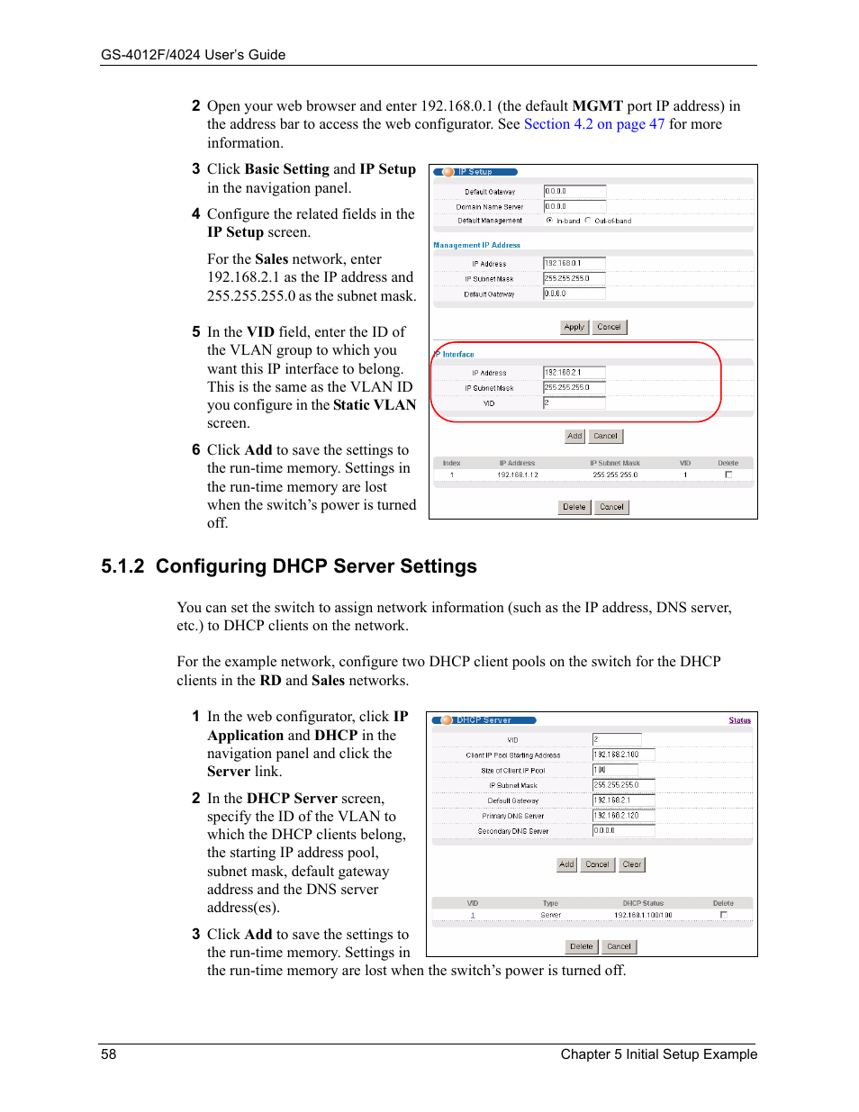 2 configuring dhcp server settings | ZyXEL Communications GS-4012F/4024 User Manual | Page 59 / 363