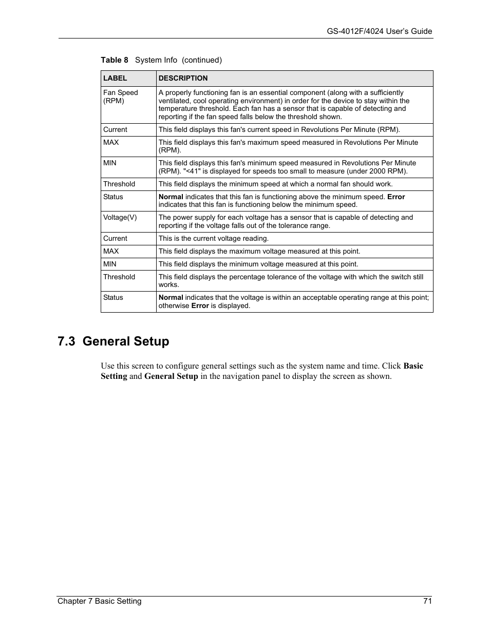3 general setup | ZyXEL Communications GS-4012F/4024 User Manual | Page 72 / 363