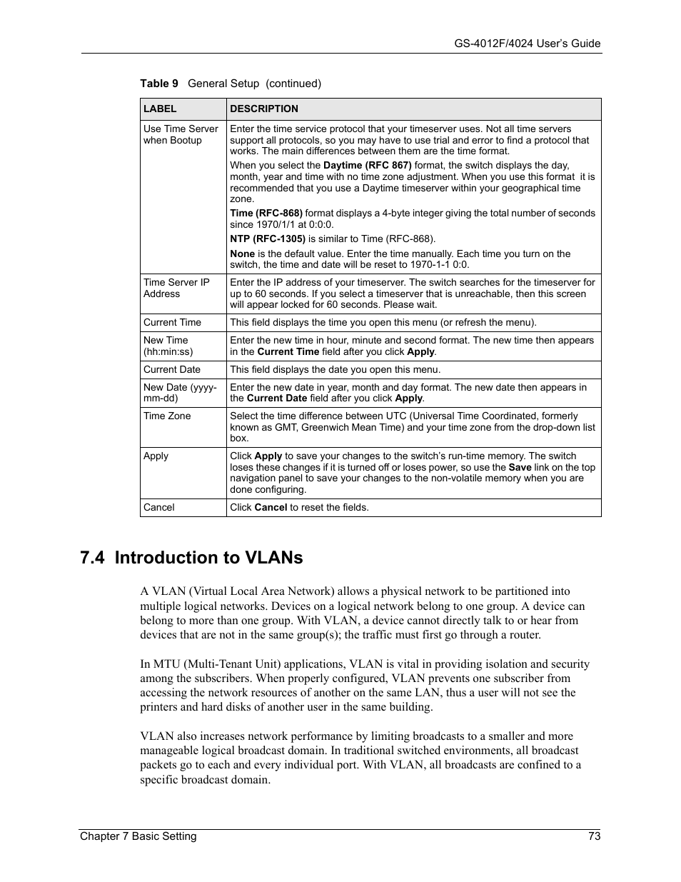 4 introduction to vlans | ZyXEL Communications GS-4012F/4024 User Manual | Page 74 / 363