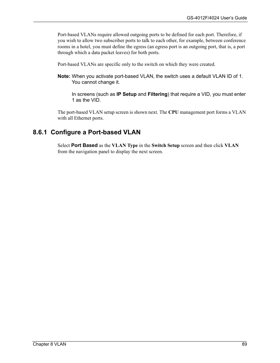 1 configure a port-based vlan | ZyXEL Communications GS-4012F/4024 User Manual | Page 90 / 363