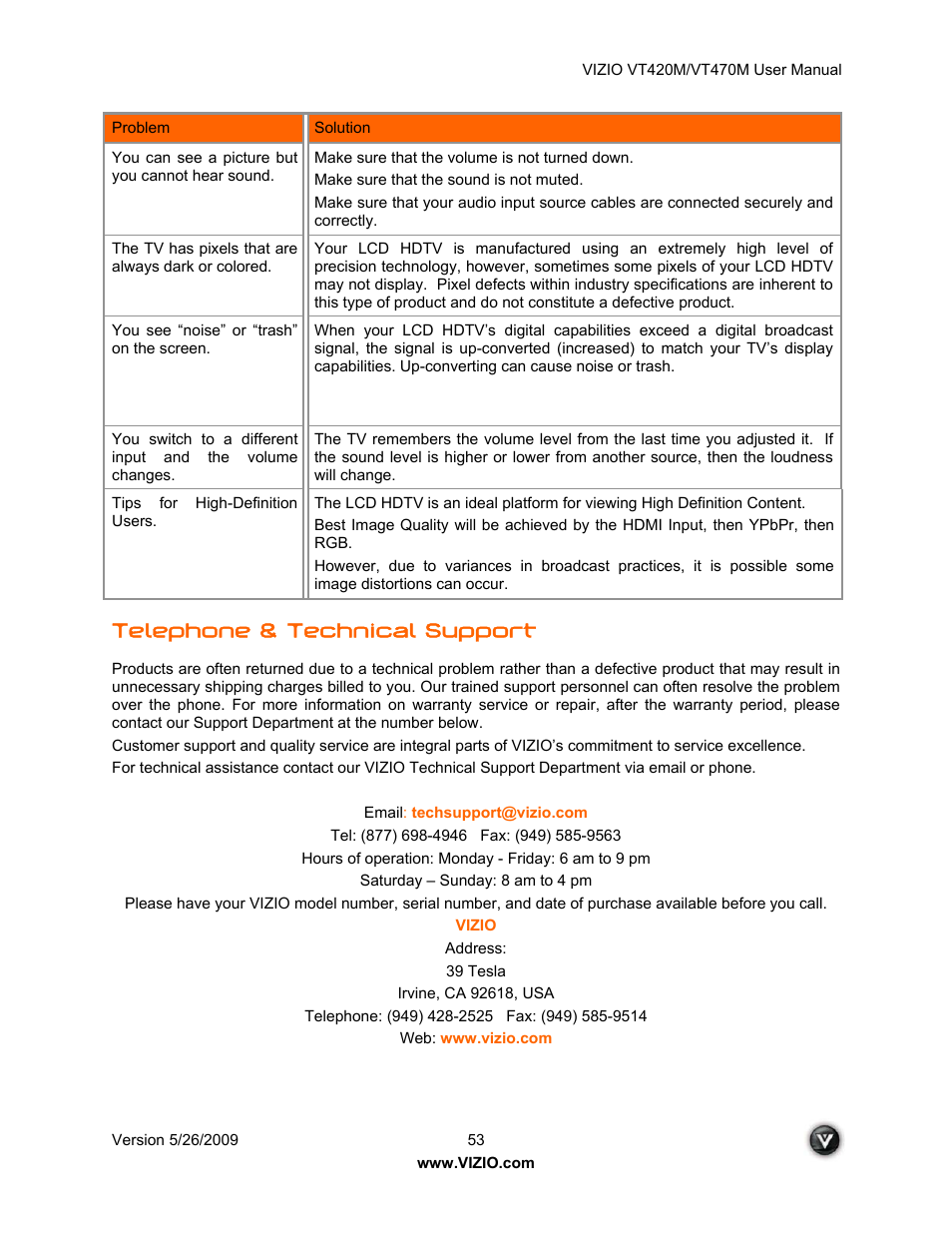 Telephone & technical support | ZyXEL Communications VT470M User Manual | Page 53 / 63