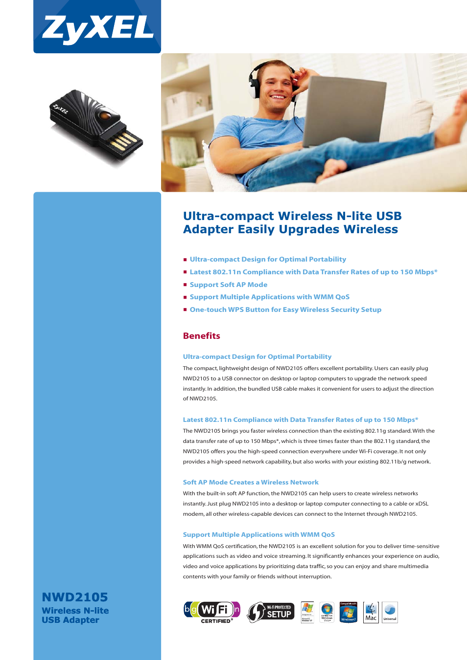ZyXEL Communications NWD2105 User Manual | 2 pages