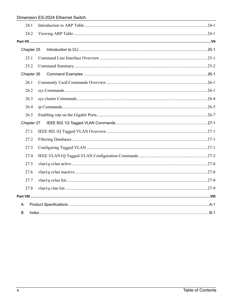 ZyXEL Communications ZyXEL Dimension ES-2024 User Manual | Page 10 / 195