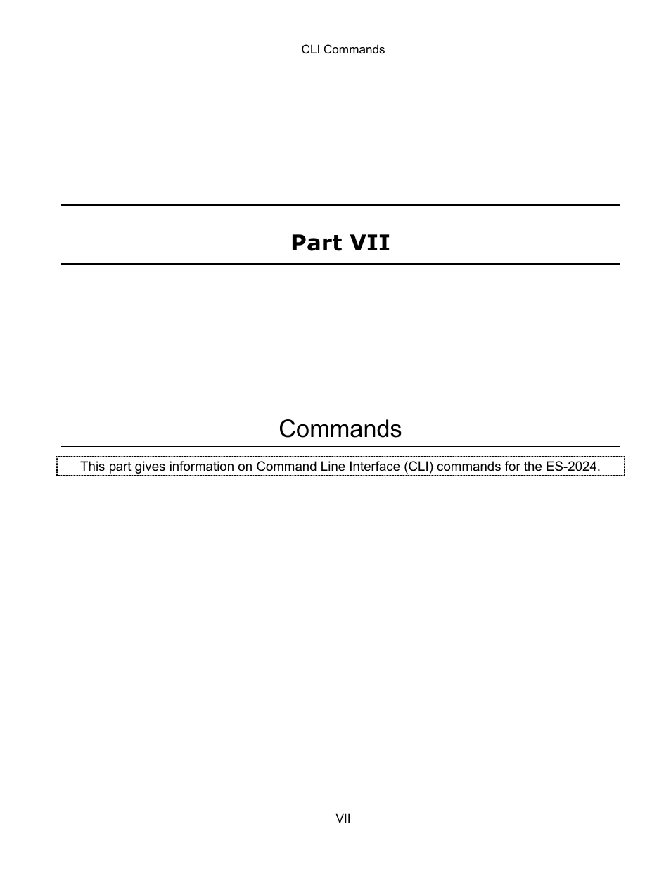 Commands, Part vii | ZyXEL Communications ZyXEL Dimension ES-2024 User Manual | Page 149 / 195