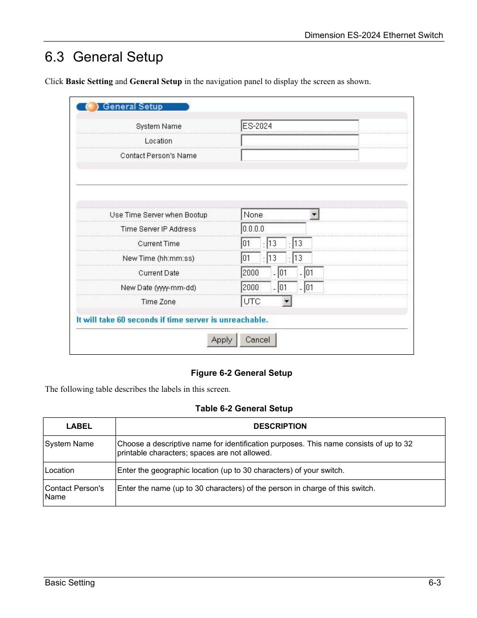 General setup, 3 general setup | ZyXEL Communications ZyXEL Dimension ES-2024 User Manual | Page 55 / 195