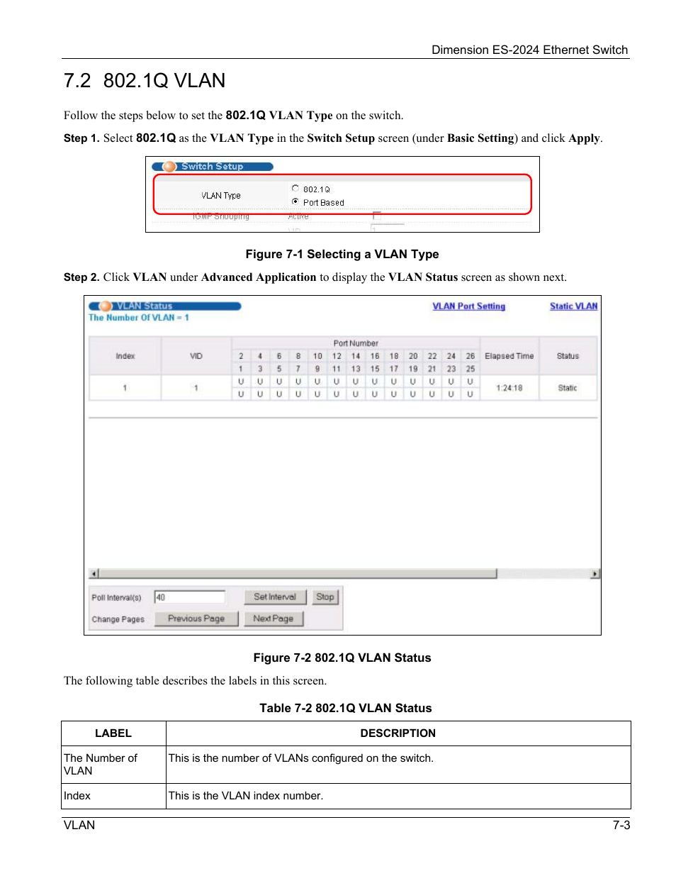 1q vlan | ZyXEL Communications ZyXEL Dimension ES-2024 User Manual | Page 69 / 195