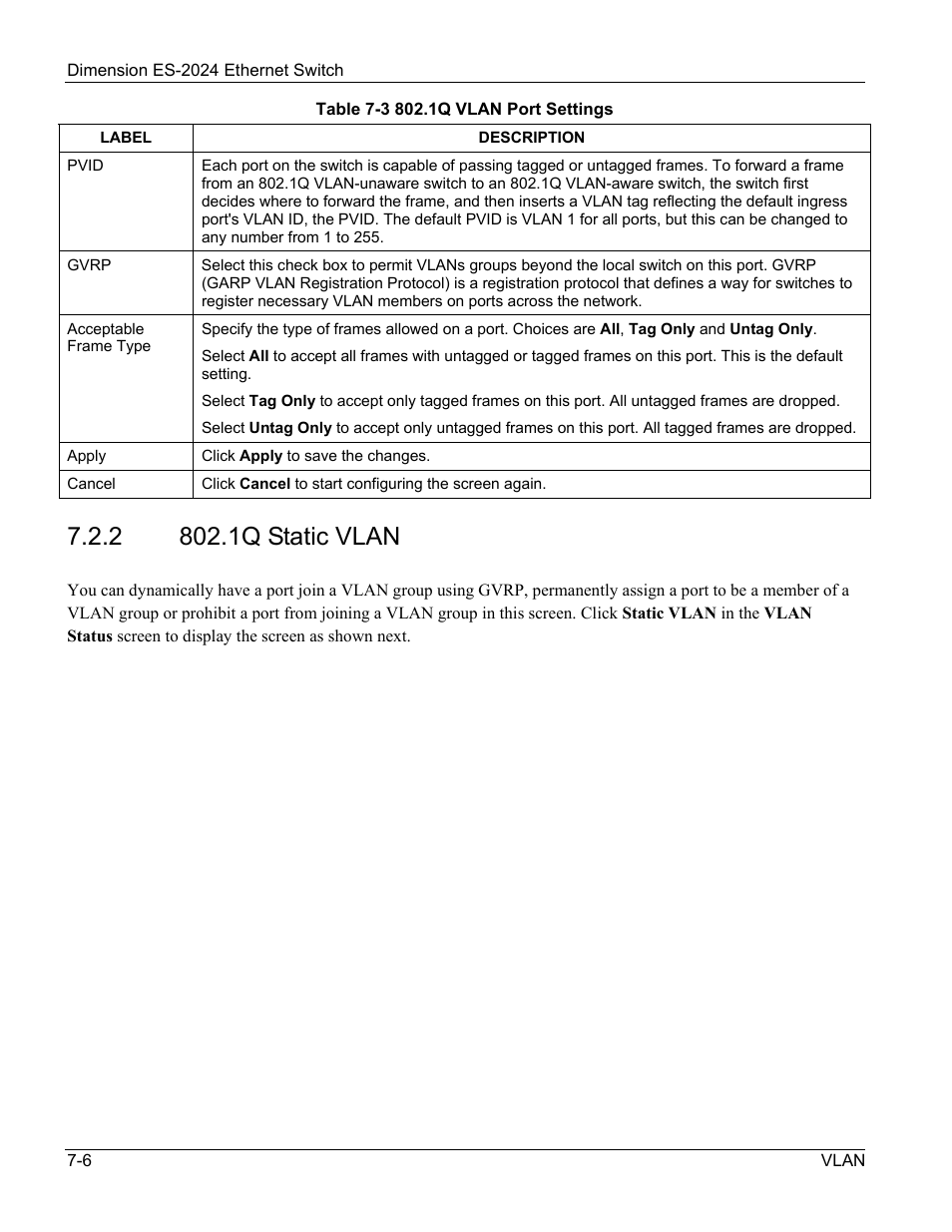 ZyXEL Communications ZyXEL Dimension ES-2024 User Manual | Page 72 / 195