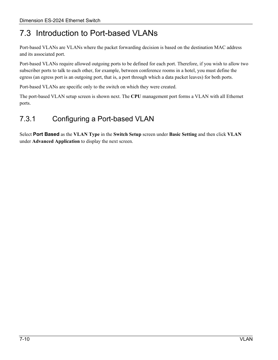 Introduction to port-based vlans, 3 introduction to port-based vlans, 1 configuring a port-based vlan | ZyXEL Communications ZyXEL Dimension ES-2024 User Manual | Page 76 / 195