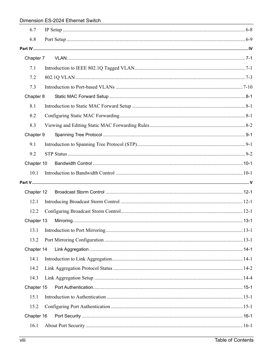 ZyXEL Communications ZyXEL Dimension ES-2024 User Manual | Page 8 / 195