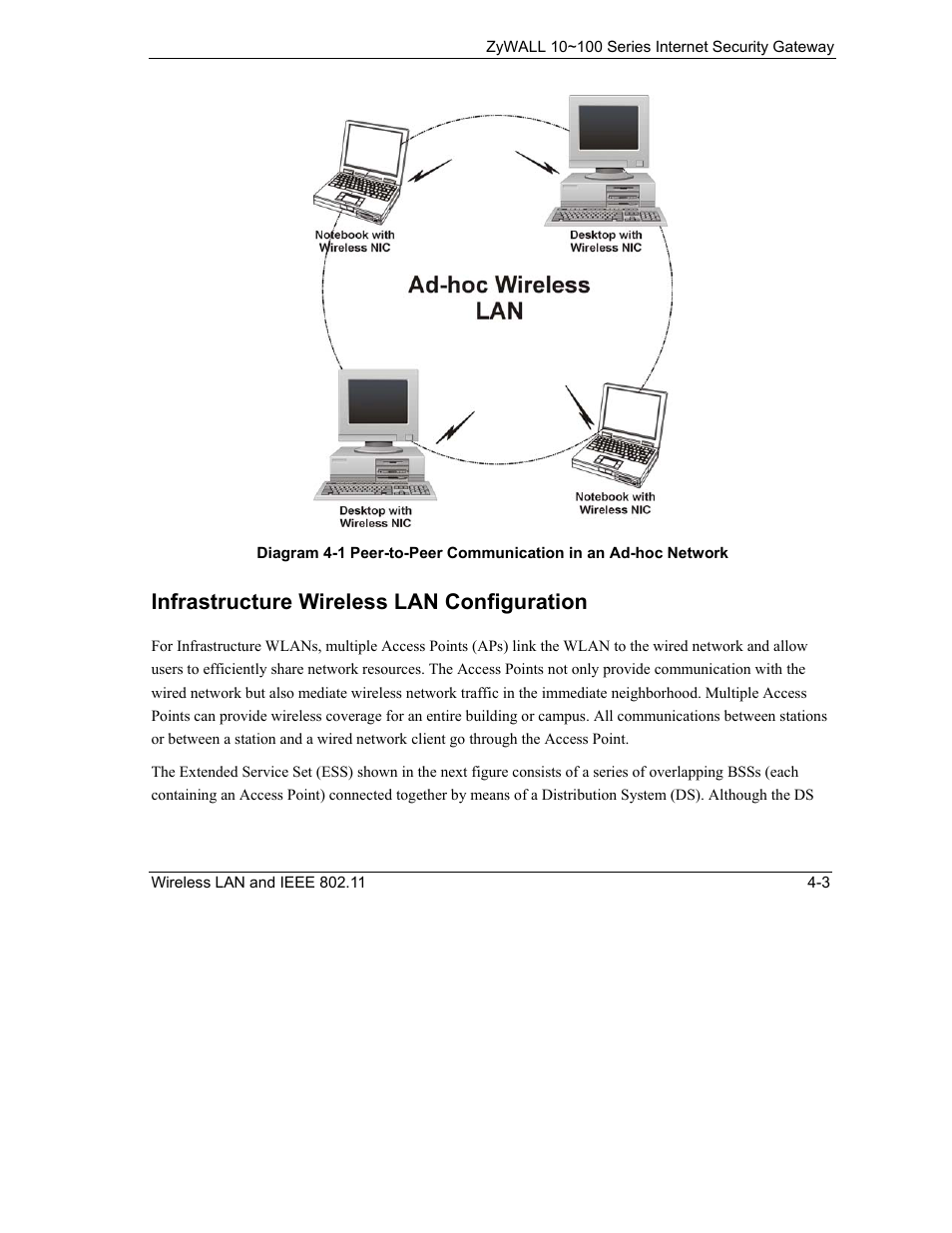 Infrastructure wireless lan configuration | ZyXEL Communications Internet Security Gateway 10~100 Series User Manual | Page 37 / 96