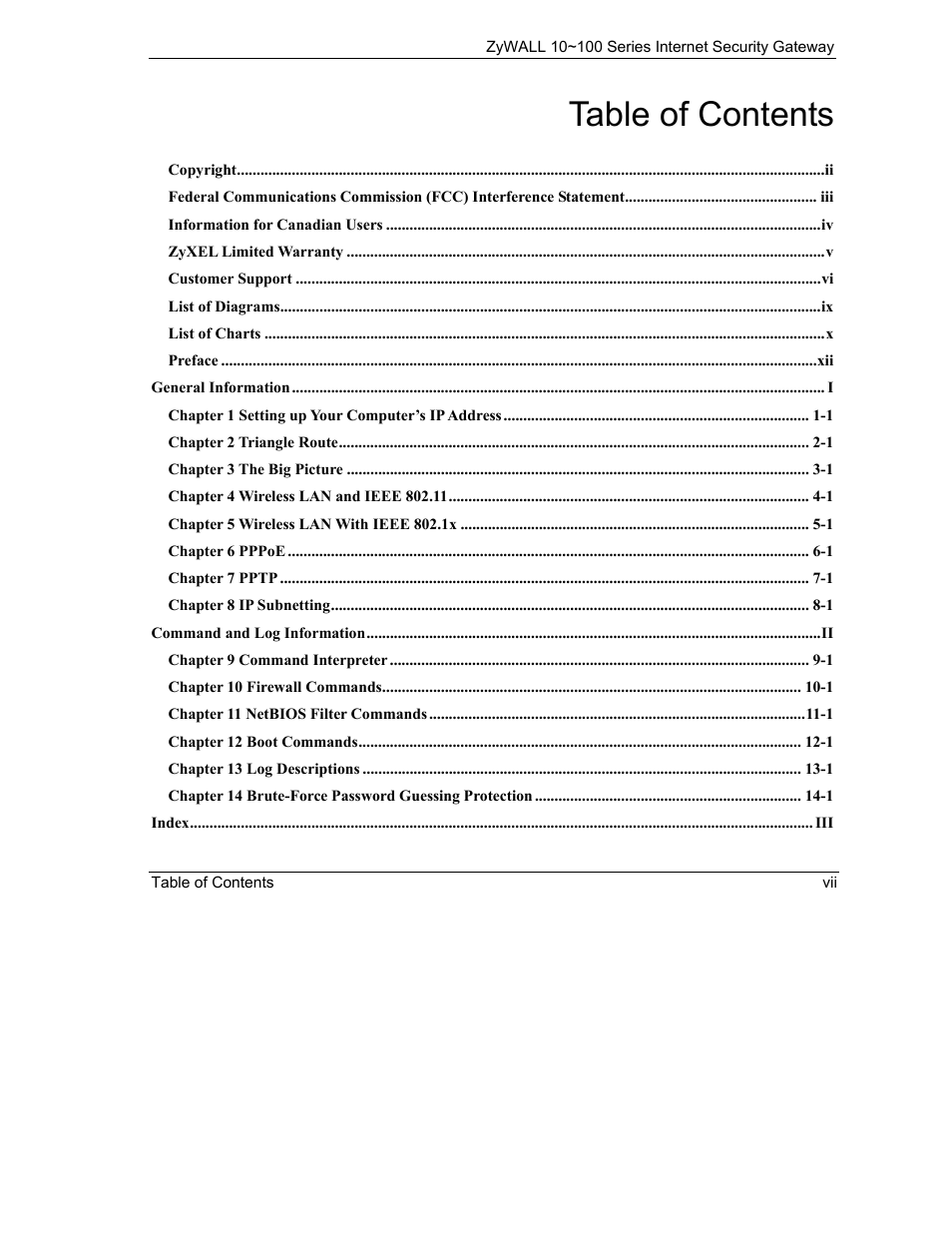 ZyXEL Communications Internet Security Gateway 10~100 Series User Manual | Page 7 / 96