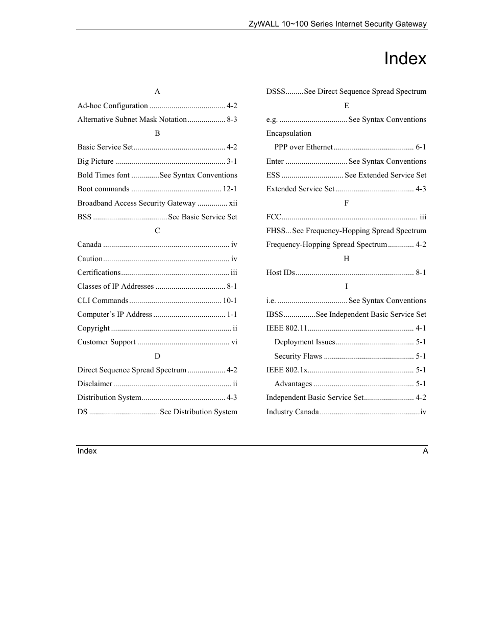 Index | ZyXEL Communications Internet Security Gateway 10~100 Series User Manual | Page 95 / 96
