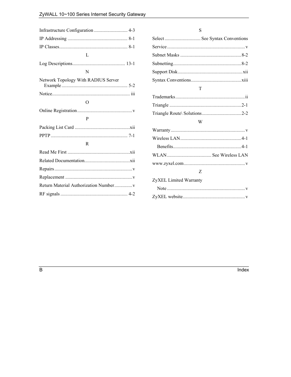 ZyXEL Communications Internet Security Gateway 10~100 Series User Manual | Page 96 / 96