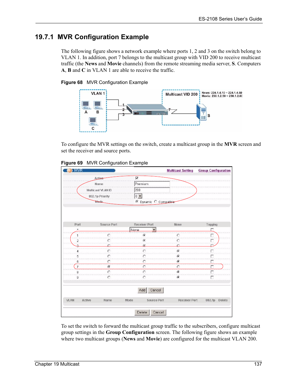 1 mvr configuration example | ZyXEL Communications ZyXEL Dimension ES-2108 User Manual | Page 137 / 277
