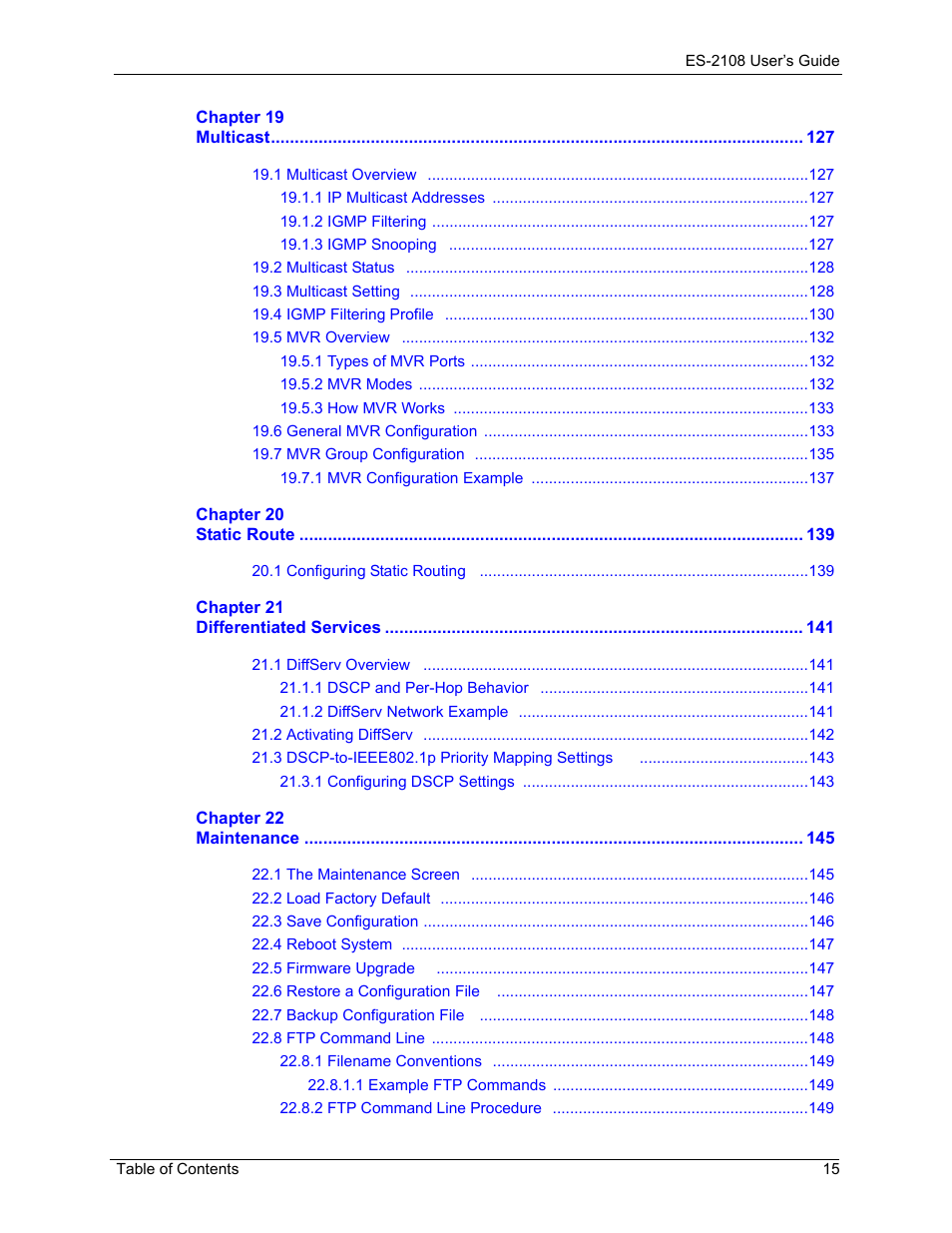 ZyXEL Communications ZyXEL Dimension ES-2108 User Manual | Page 15 / 277