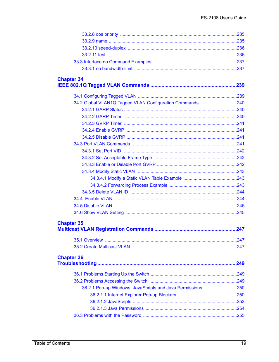 ZyXEL Communications ZyXEL Dimension ES-2108 User Manual | Page 19 / 277