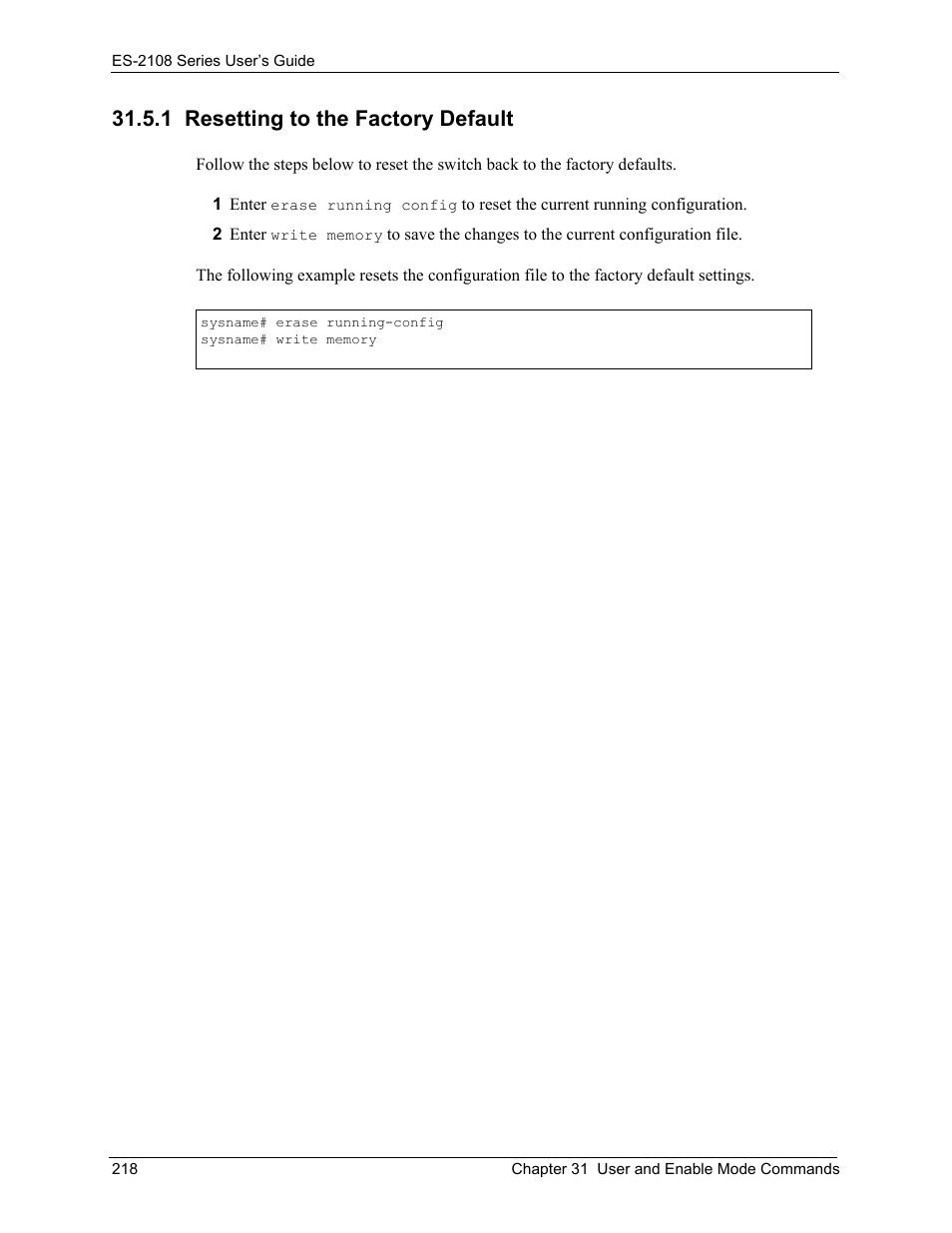 1 resetting to the factory default | ZyXEL Communications ZyXEL Dimension ES-2108 User Manual | Page 218 / 277