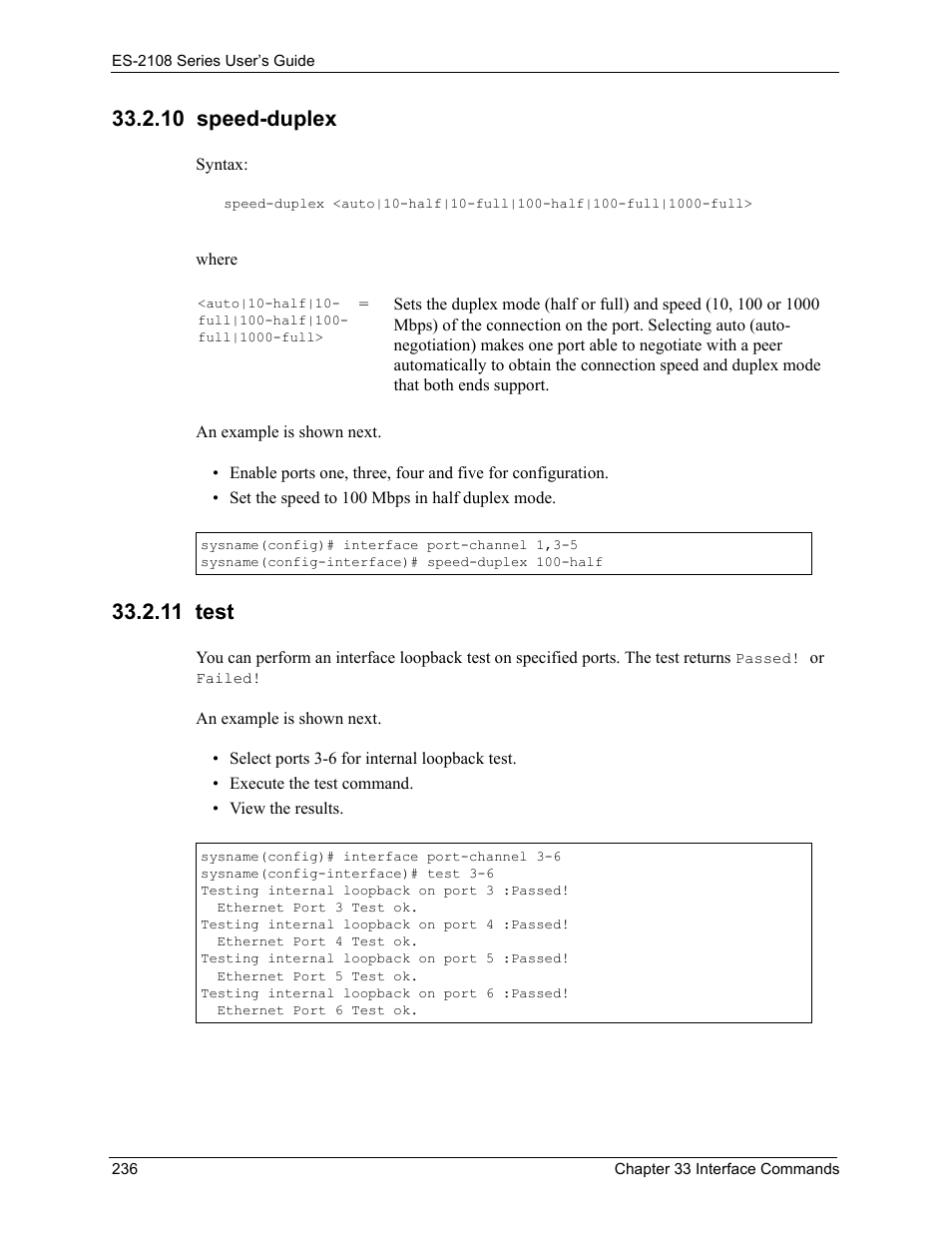10 speed-duplex, 11 test, 10 speed-duplex 33.2.11 test | ZyXEL Communications ZyXEL Dimension ES-2108 User Manual | Page 236 / 277