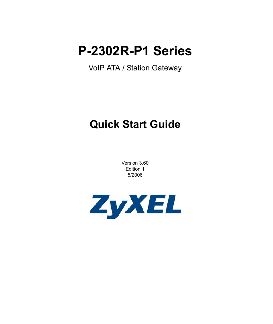ZyXEL Communications P-2302R-P1 Series User Manual | 14 pages