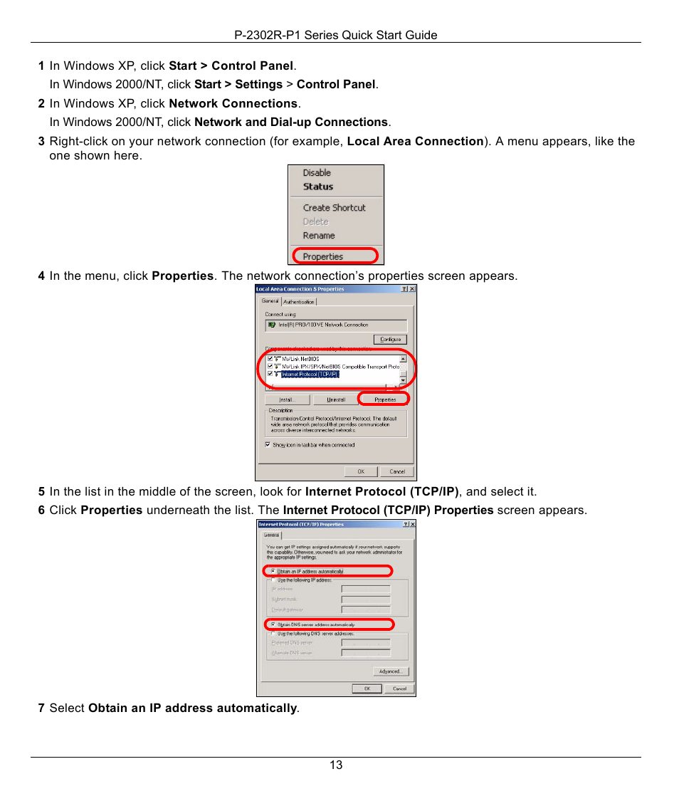ZyXEL Communications P-2302R-P1 Series User Manual | Page 13 / 14