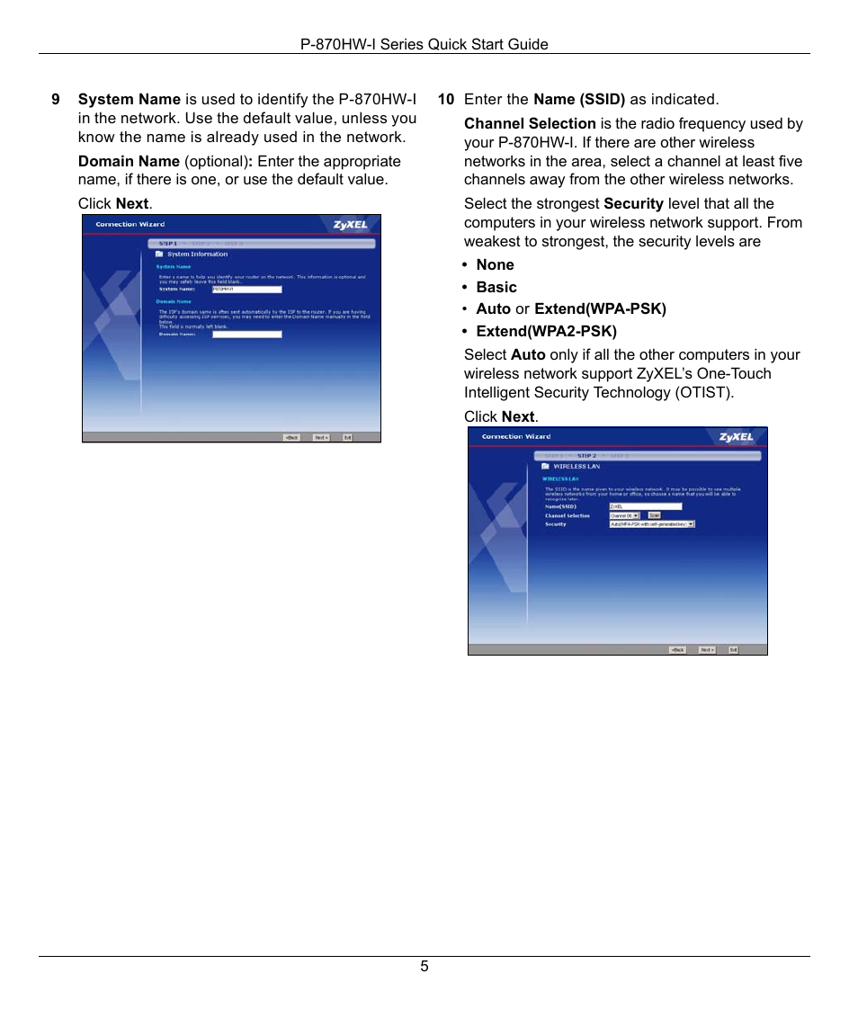 ZyXEL Communications 802.11g Wireless VDSL2 4-port Gateway P-870HW-I1 User Manual | Page 5 / 9