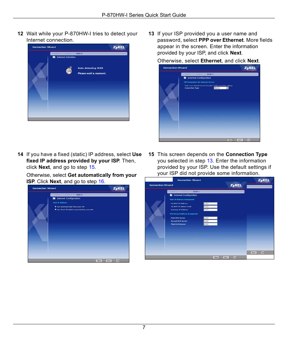 ZyXEL Communications 802.11g Wireless VDSL2 4-port Gateway P-870HW-I1 User Manual | Page 7 / 9