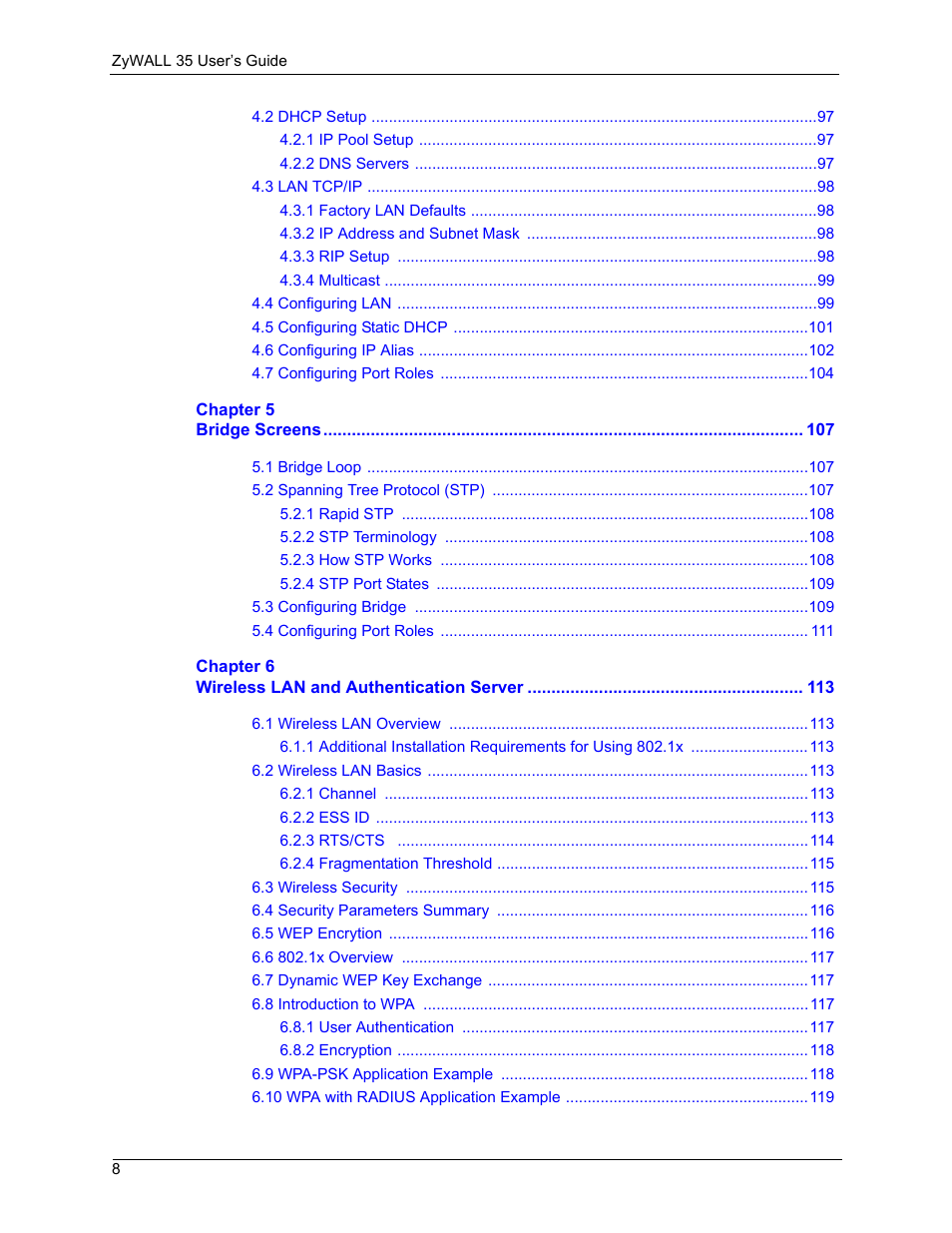 ZyXEL Communications ZyXEL ZyWALL 35 User Manual | Page 10 / 697