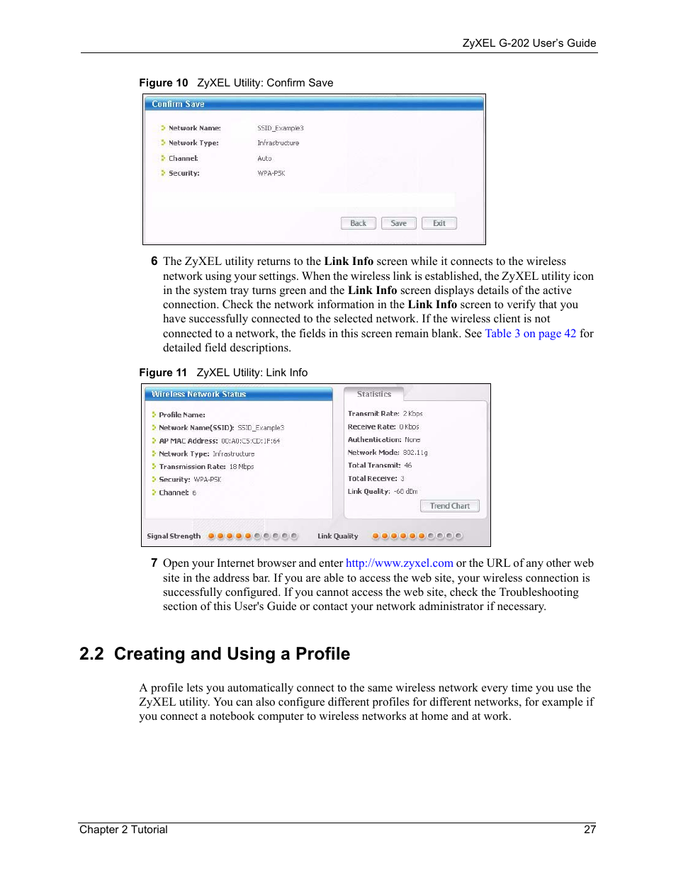 2 creating and using a profile | ZyXEL Communications G-202 User Manual | Page 27 / 111